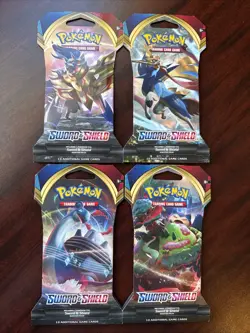 Sword And Shield Base Set Booster Pack LOT of 4 Factory Sealed ART SET Pokemon - Image 1