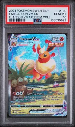 2021 POKEMON SWSH BLACK STAR PROMOS #SWSH180 FLAREON VMAX FULL ART PSA 10 (Q629 - Image 1