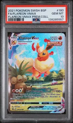 2021 POKEMON SWSH BLACK STAR PROMO #180 FA/FLAREON VMAX PSA 10 (Q557 - Image 1