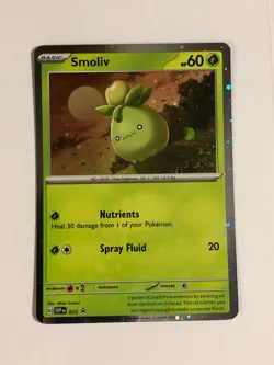 Pokemon TCG Promo SVP 023 Cosmos Holographic Smoliv w Swirl Near Mint - Image 1