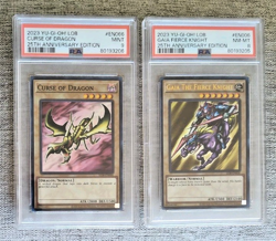 2 2023 Yu-Gi-Oh! 25th Anniversary PSA Cards Curse of Dragon & Gaia Fierce Knight - Image 1