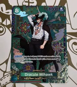 One Piece Card Game OP14 Dracule Mihawk SP Alt Art OP12-030 SR Azure Sea’s Seven - Image 2