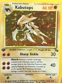 Pokemon TCG Kabutops Holo Rare 1st Edition Fossil Card 9/62 Near Mint Condition - Image 4