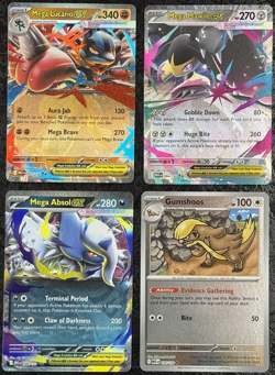 POKEMON MEGA CARDS LUCARIO EX-MAWILE EX-ABSOL EX-GUMSHOOS (SET OF 4) - Image 1