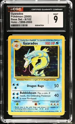 CGC 9 MINT Gyarados Base Set 4th Print 6/102 Holo 1999-2000 Pokemon Card - Image 1