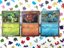 Pokemon 151 Bulbasaur Squirtle Charmander Starter Trio SVP 046 047 048 Cards - Image 1