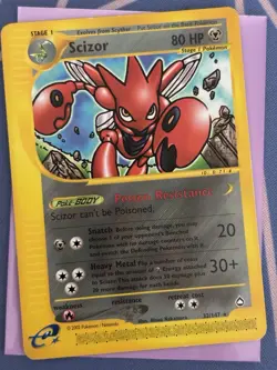 Scizor 032/147 Aquapolis Regular 2002 Pokemon Card LP Condition - Image 1