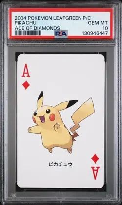 PSA 10 2004 POKEMON LEAFGREEN VERSION PLAYING CARDS PIKACHU ACE OF DIAMONDS - Image 1