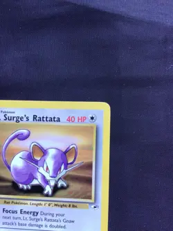 Pokemon Cards: Gym Heroes 1st Edition Common: Lt. Surge's Rattata 82/132 - Image 3