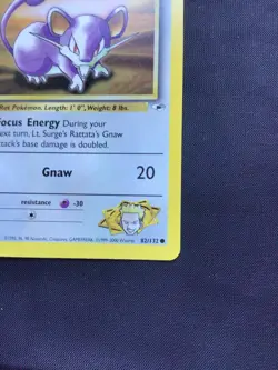 Pokemon Cards: Gym Heroes 1st Edition Common: Lt. Surge's Rattata 82/132 - Image 4