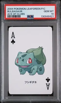 PSA 10 2004 POKEMON LEAFGREEN VERSION PLAYING CARDS BULBASAUR ACE OF CLUBS - Image 1