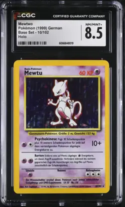 CGC 8.5 Mewtwo 1999 Base Set GERMAN 10/102 Holo Pokemon Card - Image 1