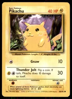 1999 Base Set Pikachu Basic/Common #58 - Image 1