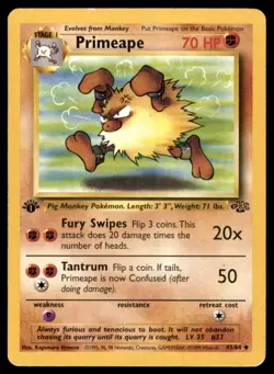 1999 Jungle 1st Edition Primeape Stage 1/Uncommon #43 - Image 1