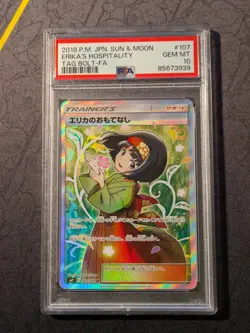 PSA 10 Erika's Hospitality 107/095 SR Tag Bolt Sm9 Japanese Pokemon TCG 2018 - Image 1