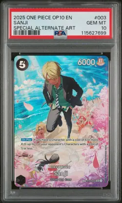 PSA 10 ONE PIECE ROYAL BLOOD ST14-003 SANJI SPECIAL ALT ART OP10 ENG Gem Mint - Image 1