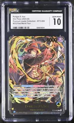 One Piece Portgas D. Ace ST13-002 Premium Leader Collection CGC 10 - Image 1