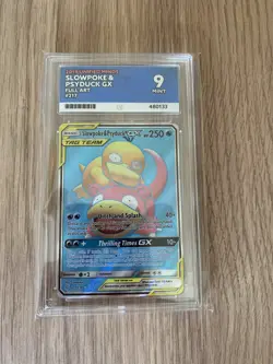 Ace 9 Slowpoke & Psyduck GX 217/236 Unified Minds Pokemon Card 2019 Graded Mint - Image 1
