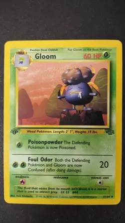 Gloom 37/64 Pokemon Card 1st Ed. Jungle Set Uncommon - Near Mint (NM) - Image 2