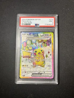 2024 Pokemon SV Surging Sparks SSP en Pikachu EX Ultra Rare Card #219/191 PSA 9 - Image 1