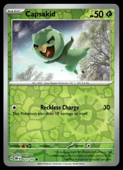 Capsakid 23/197 Pokemon Card Obsidian Flames Common 50 HP Rev Holo LP M23 - Image 1