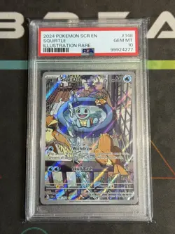 Pokemon Stellar Crown Squirtle Card 148/142 Illustration Rare, PSA 10 Gem Mint - Image 1