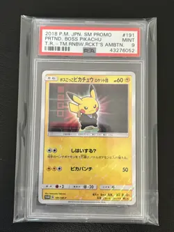 PSA 9 Pretend Boss Pikachu Team Rocket 191/SM-P Pokemon Card Japanese 2018 Promo - Image 3