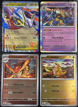 POKEMON CARDS MEGA LATIAS EX-ALAKAZAM-CENTISKORCH-SANDSHREW (PACK OF 4) - Image 1