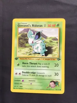 Pokemon Cards: Gym Challenge 1st Edition Common: Giovanni's Nidoran 75/132 - Image 1