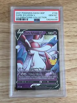 2021 POKEMON SWSH BLACK STAR PROMO CELEBRATIONS COLL #134 DARK SYLVEON V PSA 10 - Image 1