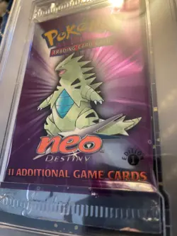 2002 Pokemon Neo Destiny 1st Edition Tyranitar Booster Pack PSA 10 Gem Mint - Image 3