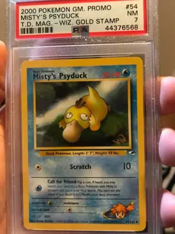 PSA 7 Misty's Psyduck Gold Wizard Stamp #54 2000 Pokemon Game Promo - Image 1