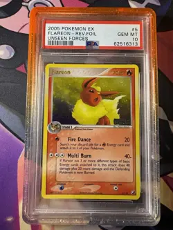 2005 POKEMON EX UNSEEN FORCES #5 FLAREON-REVERSE FOIL PSA 10 POP 49 - Image 1