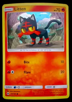Litten [Cosmos Holo] #24 Pokemon Sun & Moon - Image 1