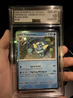 Vaporeon SVP168 Cosmos Holo Promo AGS 10 Gem Mint Pokemon TCG - Image 1