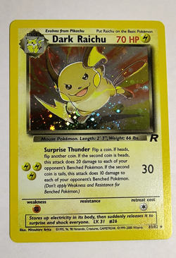 2000 Pokemon Team Rocket Dark Raichu Holo #83/82 - LP - Image 1