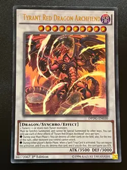 Tyrant Red Dragon Archfiend DPDG-EN030 Ultra Rare 1st Edition Light Play+ Yugioh - Image 1