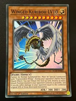 Winged Kuriboh LV10 AC19-EN023 Super Rare 1st Edition Near Mint Yugioh - Image 1
