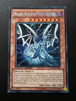 Malefic Blue-Eyes White Dragon YMP1-EN002 Secret Rare Heavy Play Yugioh - Image 1