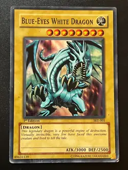 Blue-Eyes White Dragon SKE-001 Super Rare 1st Edition POOR Yugioh - Image 1