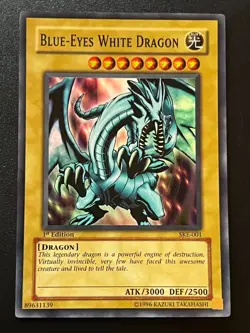 Blue-Eyes White Dragon SKE-001 Super Rare 1st Edition LP/MP Yugioh - Image 1