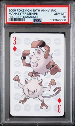 PSA 10 2006 POKEMON CENTER 10TH ANNIVERSARY PLAYING CARDS DECK MANKEY/PRIMEAPE - Image 1