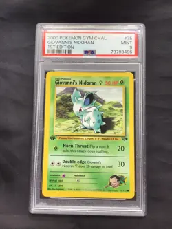 Pokemon Cards: Gym Challenge 1st Edition Common: Giovanni's Nidoran 75/132 PSA 9 - Image 1