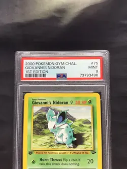 Pokemon Cards: Gym Challenge 1st Edition Common: Giovanni's Nidoran 75/132 PSA 9 - Image 3