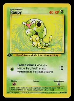 Pokemon Card - Caterpie Raupy German 1st Edition Base Set 45/102 Common - Image 1