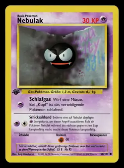 Pokemon Card - Gastly Nebulak German 1st Edition Base Set 50/102 Common - Image 1
