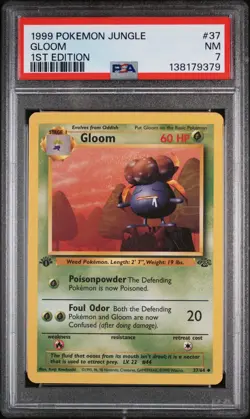 1999 POKEMON JUNGLE 1ST ED #37 GLOOM PSA 7 - Image 1
