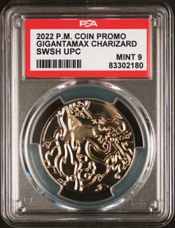 PSA 9 MINT Gigantamax CHARIZARD Sword And Shield Promo UPC Metal Coin Pokemon - Image 1