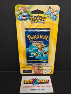 1999 WOTC Pokemon Base Set Sealed Booster Blister Pack Blastoise - Image 1
