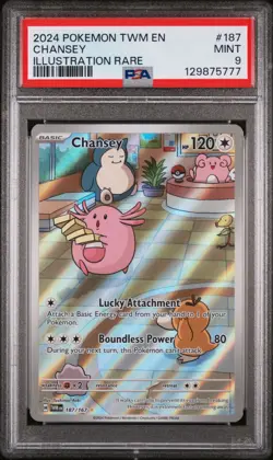 CHANSEY 187 TWILIGHT MASQUERADE ILLUSTRATION RARE Pokemon TCG PSA 9 - Image 1